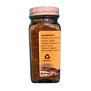 The ingredients for Chipotle mushroom spice seasoning, using smoked paprika and other various natural ingredients.