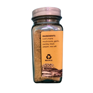Ingredients for Mushroom Garlic Lovers seasoning packed with flavor and brain boosting properties.