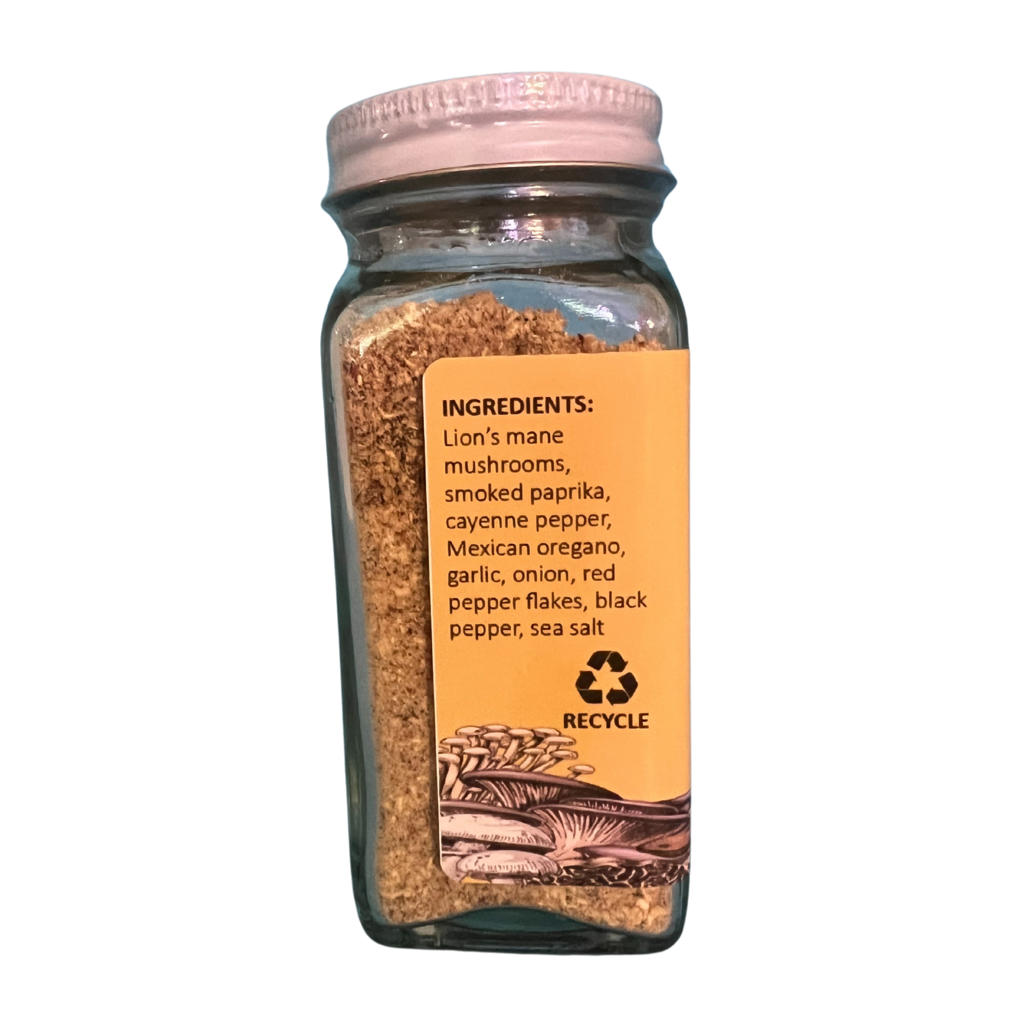List of the all natural ingredients used in our Spicy Mushroom Dynamite seasoning.