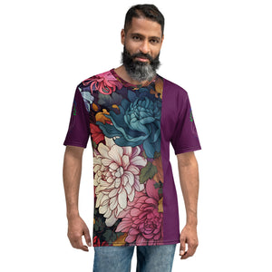 All-over mushroom print shirt with a nature-inspired design, ideal for mycology enthusiasts, mushroom growers, sustainable fashion lovers, and eco-conscious shoppers.